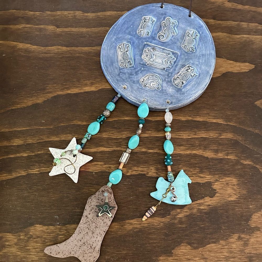 Southwest Western Ceramic Aztec Wind Chimes Hanging Decor